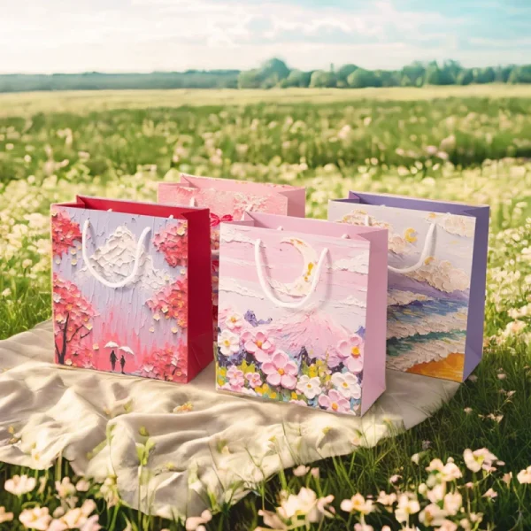 Custom Oil Painting High-end Thickening Gift Handbag Paper Bag