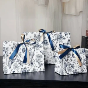Custom Retro Floral Bow High-end Gift Handbag Paper Bag - Image 3