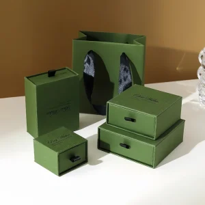 Custom Logo Green Drawer Gift Box Set with Gift Bag - Image 4