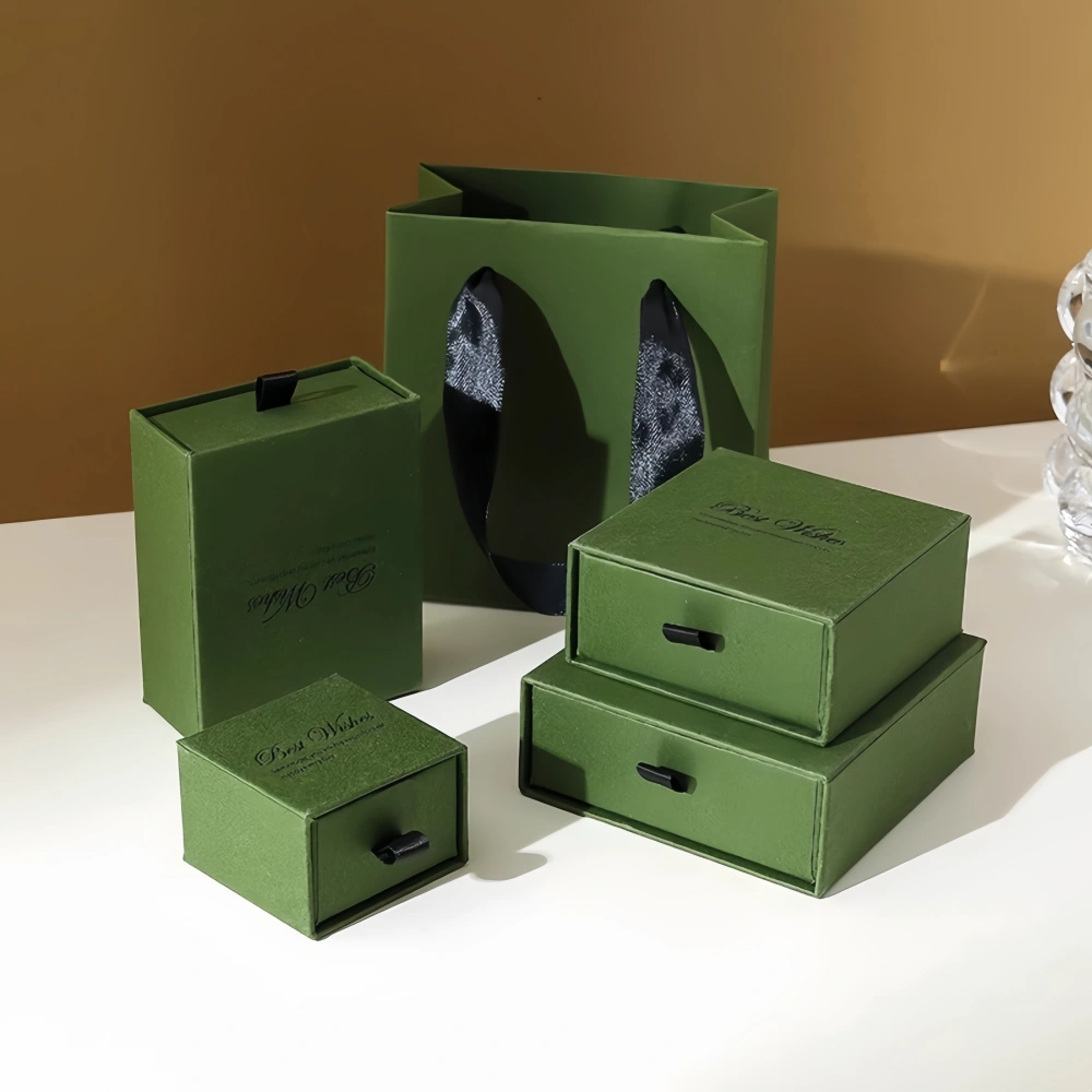 Custom Logo Green Drawer Gift Box Set with Gift Bag - Image 4