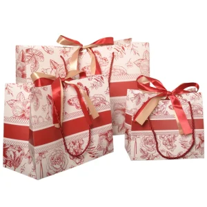 Custom Red Flower High-end Gift Handbag Paper Bag