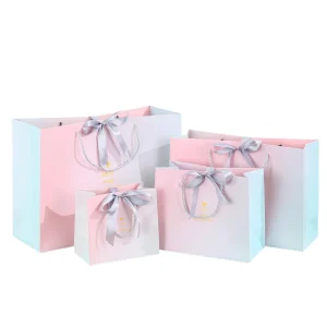 Custom Gradient Pink High-end Thickening Gift Handbag Paper Bag
