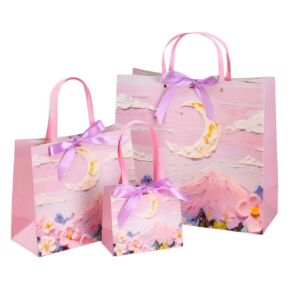 Custom Oil Painting High-end Thickening Gift Handbag Paper Bag - Image 1