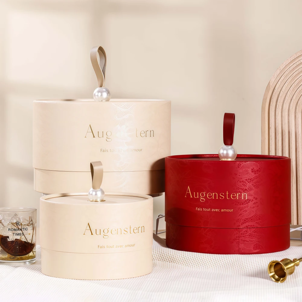 Custom Luxury Multi-Color Round Lid Gift Box with Handle - Image 2