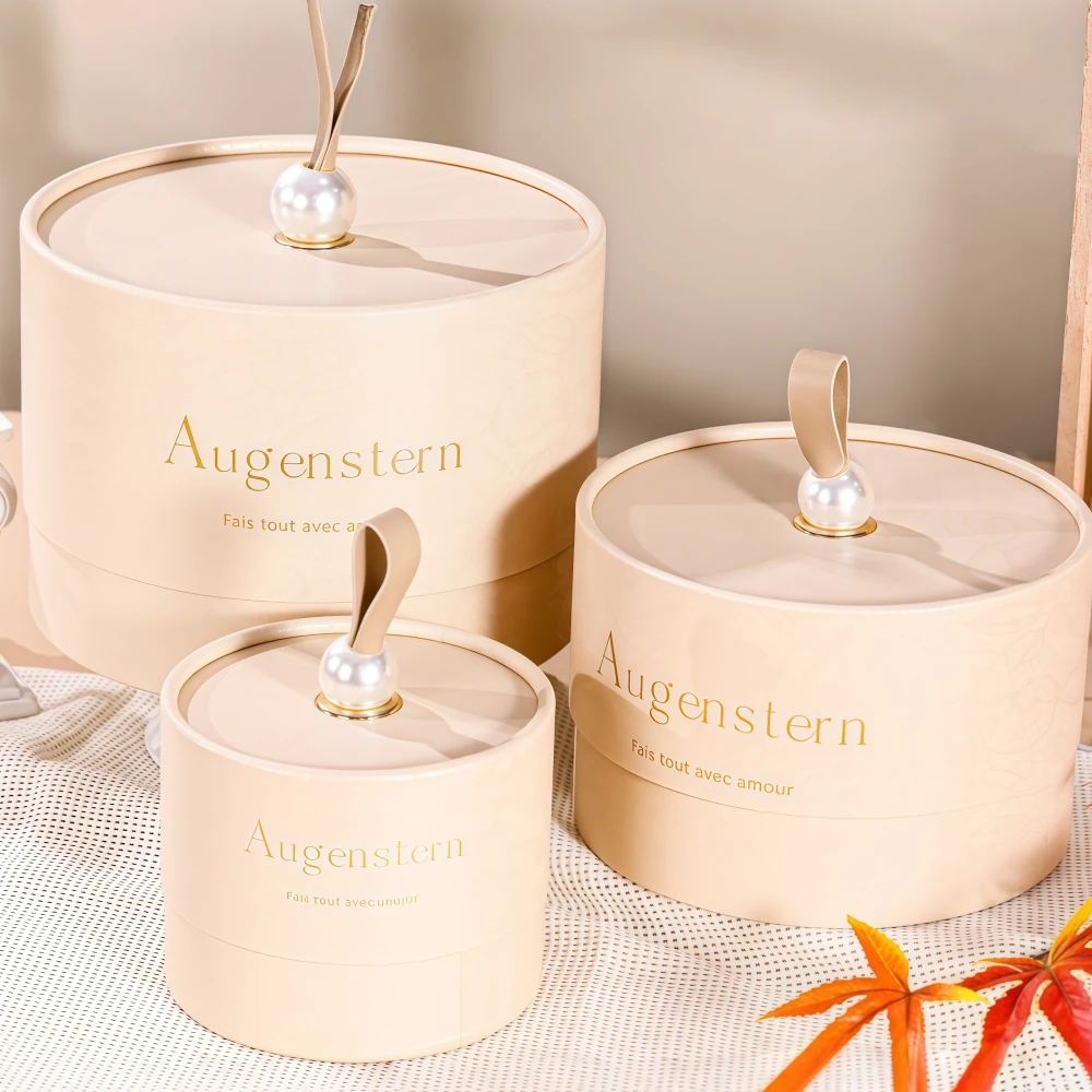 Custom Luxury Multi-Color Round Lid Gift Box with Handle - Image 3