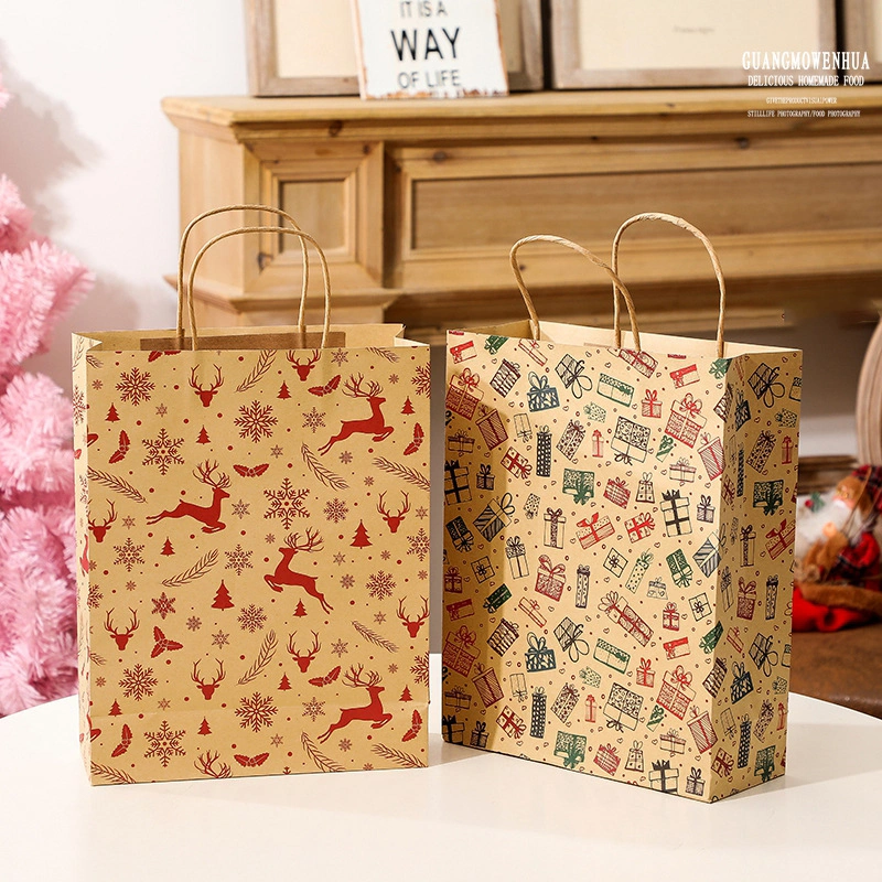 Vintage Kraft Paper Christmas Gift Tote Bag Handbag - Image 4