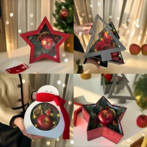 Custom Merry Christmas Unique Shape Lid Gift Box Set - Image 2