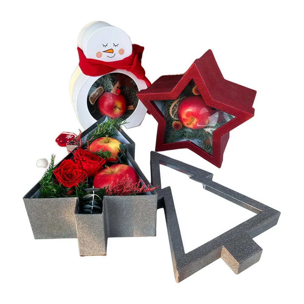 Custom Merry Christmas Unique Shape Lid Gift Box Set - Image 1