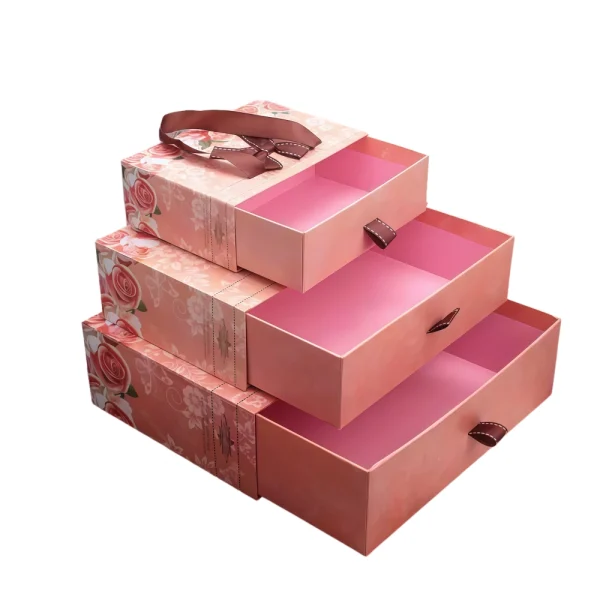Custom Pink Flower Various Size Drawer Gift Box