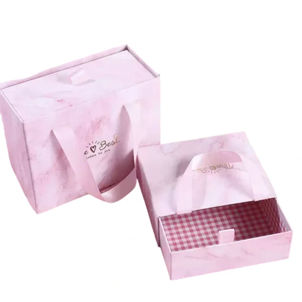 Custom Cute Pink Drawer Gift Box with Gift Bag