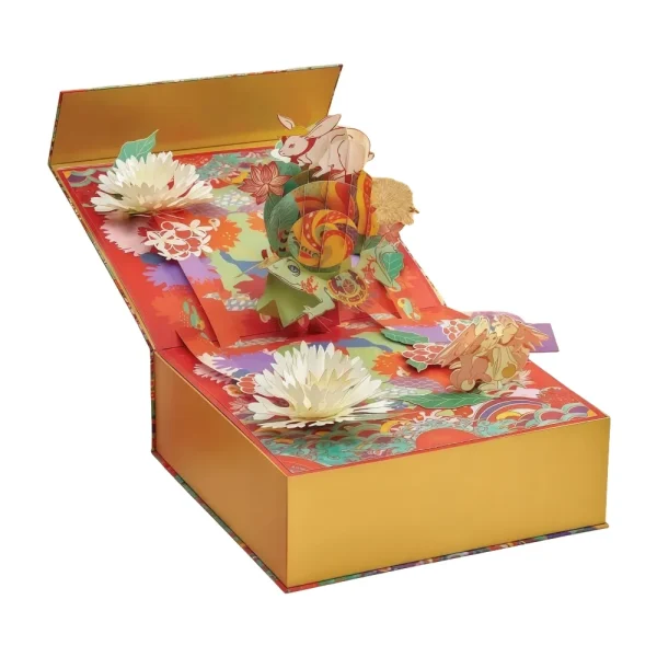 Yellow Flower Rabbit 3D Display Flip-Top Gift Box