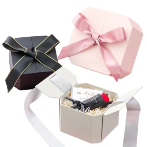 Yaneng-Flip-Top-Gift-Box (2) Creative Octagonal Box Bow Double Door Flip-Top Gift Box