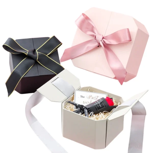 Creative Octagonal Box Bow Double Door Flip-Top Gift Box