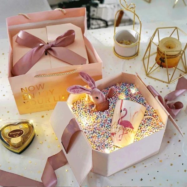 Creative Octagonal Box Bow Double Door Flip-Top Gift Box