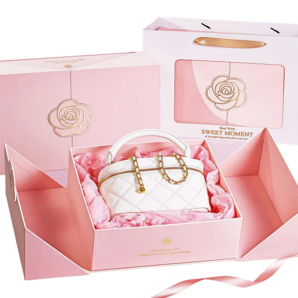 Double Door Flip-Top Gift Box Rose Magnetic Gift Box