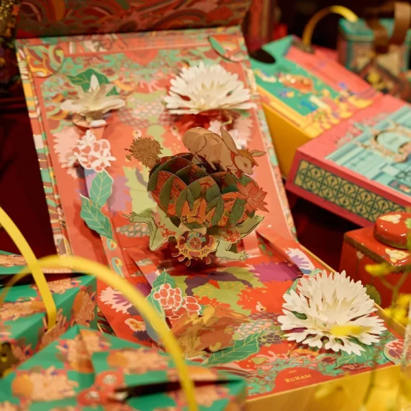 Yellow Flower Rabbit 3D Display Flip-Top Gift Box