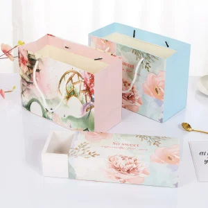 Custom Flower Drawer Gift Box with Gift Paper Bag - Image 4
