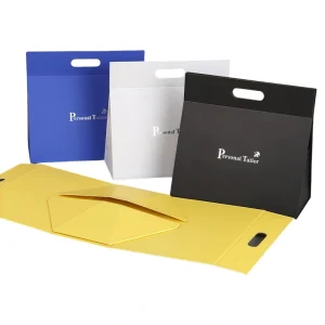 Yaneng-Foldable-Gift-Box (1) Custom Triangle Shape Handle Foldable Storage Gift Box