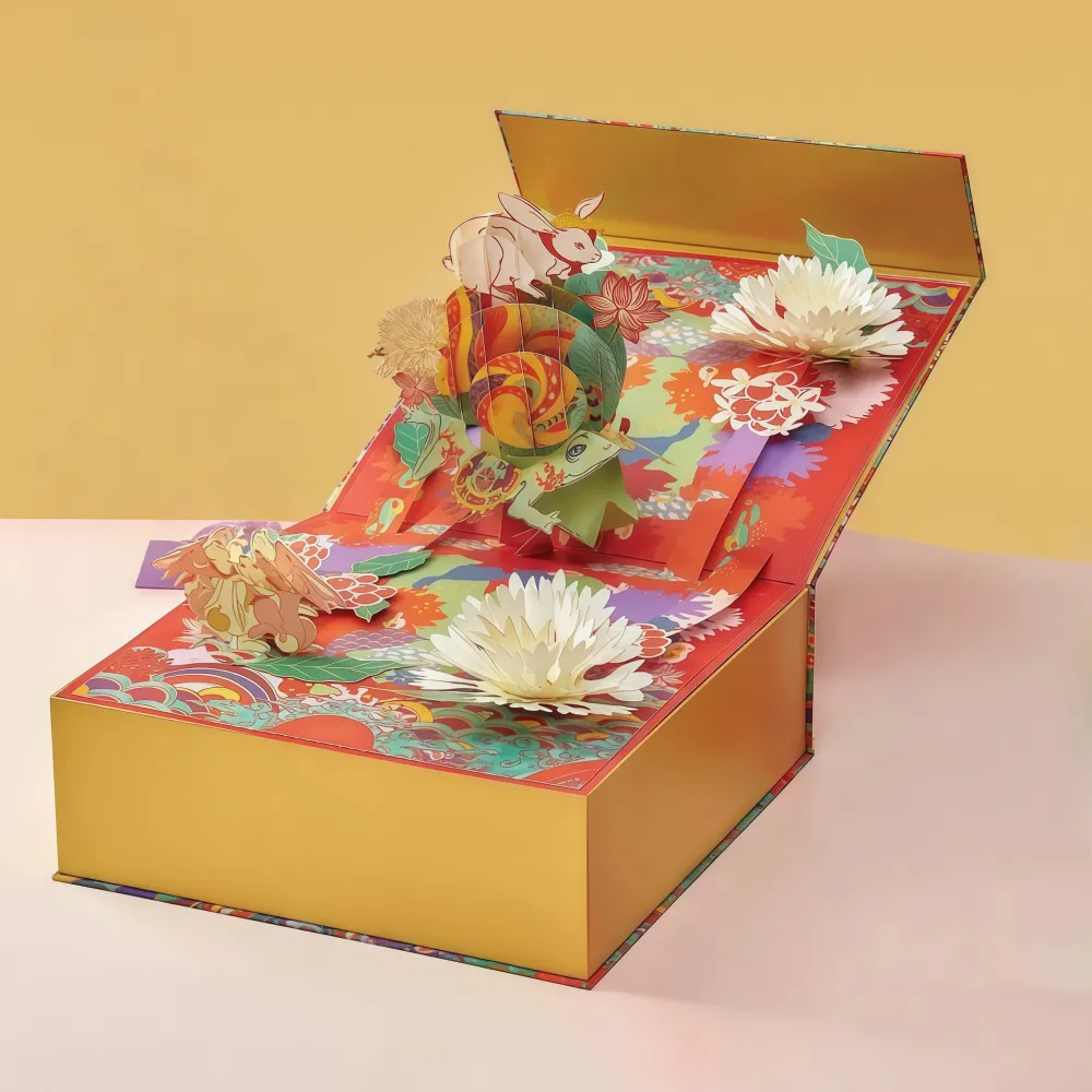 Yellow Flower Rabbit 3D Display Flip-Top Gift Box - Image 2