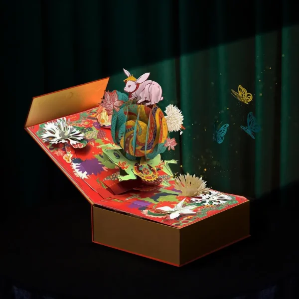 Yellow Flower Rabbit 3D Display Flip-Top Gift Box