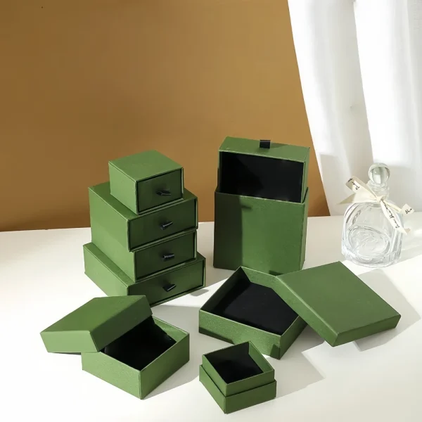 Custom Logo Green Drawer Gift Box Set with Gift Bag