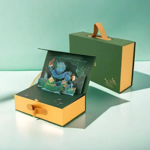 Green 3D Greeting Card Dragon Boat Festival Flip-top Gift Box