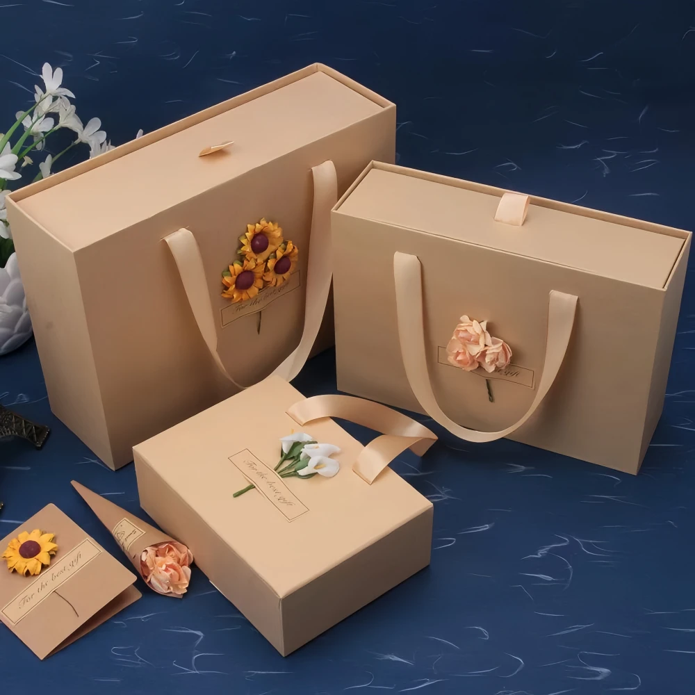 Custom Kraft Paper Drawer Gift Box Set with Gift Paper Bag - Image 4