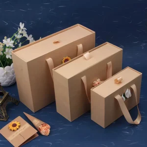 Custom Kraft Paper Drawer Gift Box Set with Gift Paper Bag - Image 3