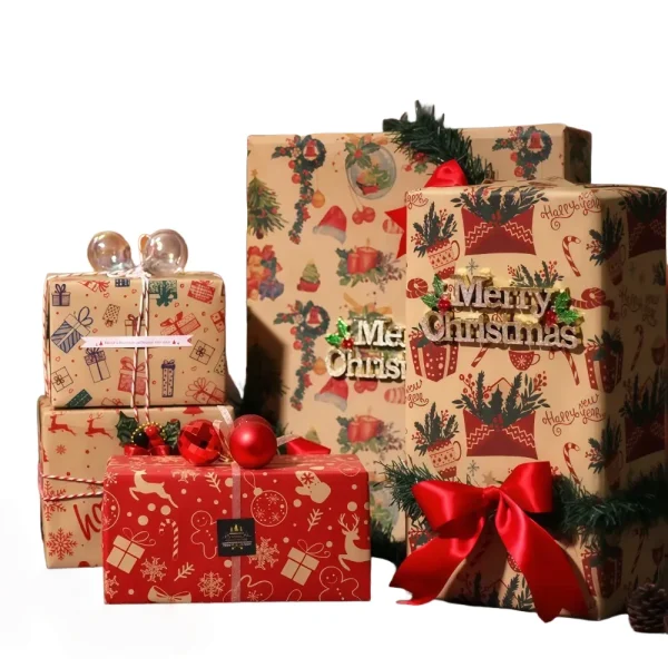 Custom Christmas Lid Gift Box Set with Matching Paper Gift Bag
