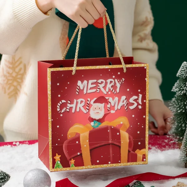 Custom Red Merry Christmas Lid Gift Box Set with Gift Bag