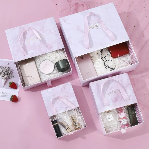 Custom Cute Pink Drawer Gift Box with Gift Bag