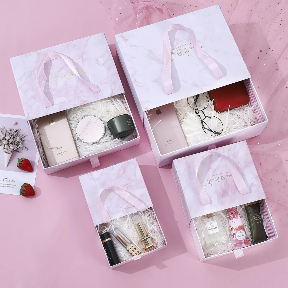 Custom Cute Pink Drawer Gift Box with Gift Bag - Image 2