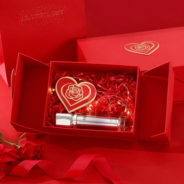 Romantic Red Heart Double Door Flip-Top Gift Box