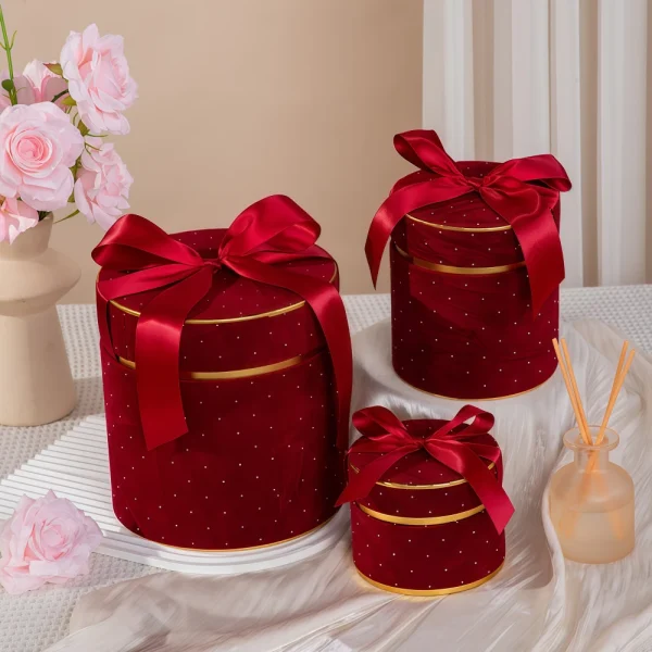 Custom Red & Yellow Round Lid Gift Box Set