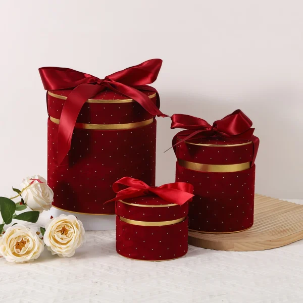 Custom Red & Yellow Round Lid Gift Box Set