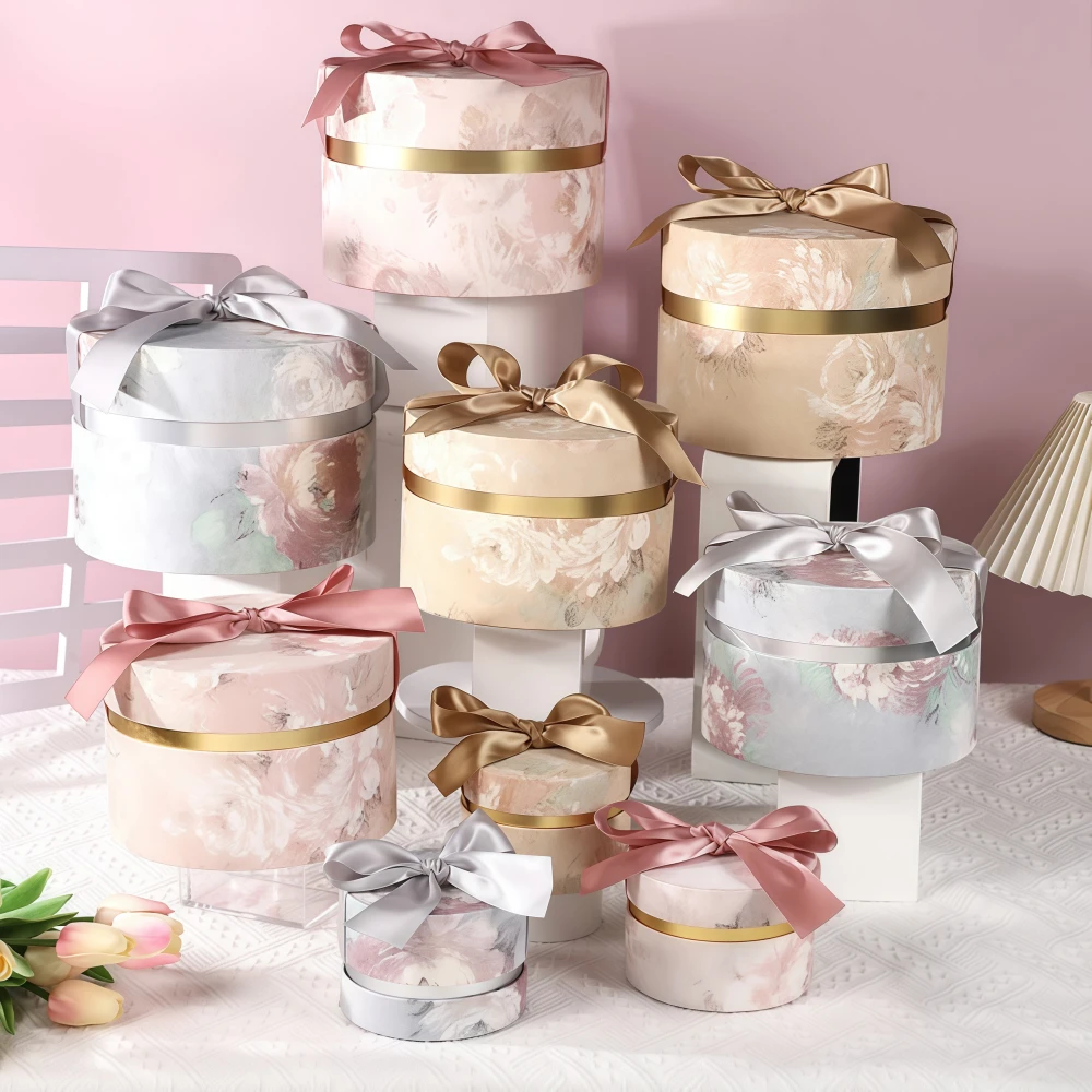 Custom Color Round Slik Lid Gift Box Set with Ribbon - Image 2