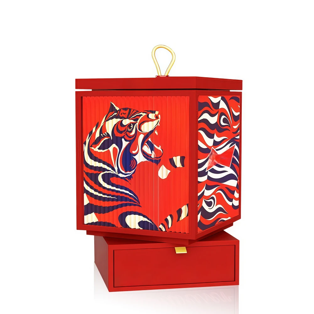 Custom Red Double-layer Rotation Unique Shape Drawer Gift Box - Image 4