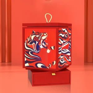 Custom Red Double-layer Rotation Unique Shape Drawer Gift Box - Image 3