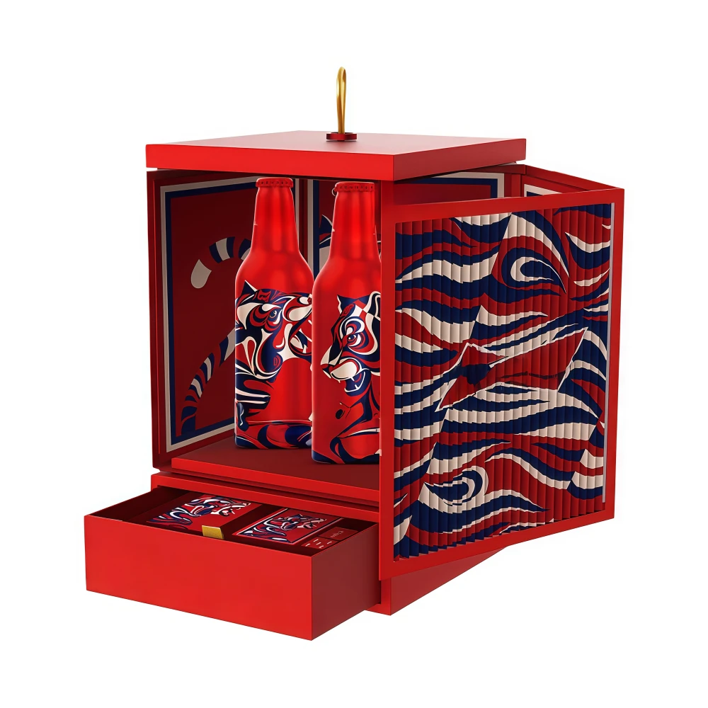 Custom Red Double-layer Rotation Unique Shape Drawer Gift Box - Image 1
