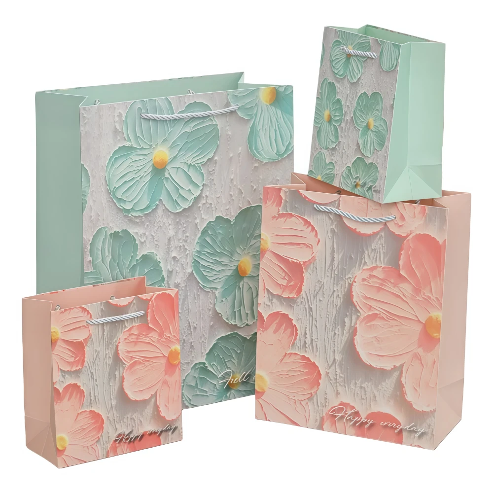 Vertical-format Three-dimensional Oil Painting Design Gift Paper Bag - Image 1