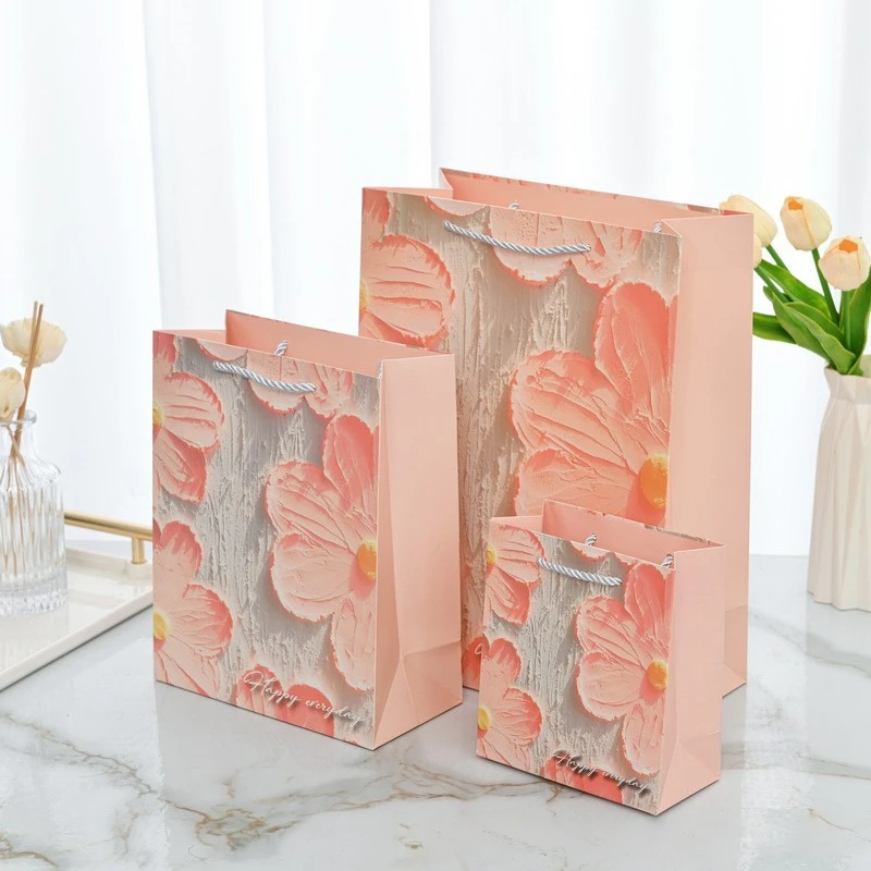 Vertical-format Three-dimensional Oil Painting Design Gift Paper Bag - Image 3