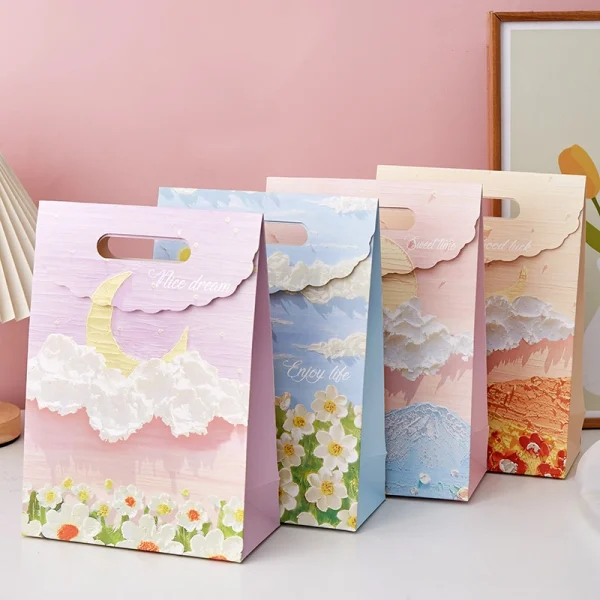 Artistic Oil Painting-Style Gift Bags Holiday Gift Paper Bags