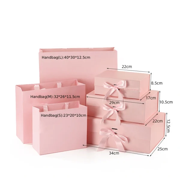 Custom Multi-Color Paper Foldable Gift Box with Gift Handbag