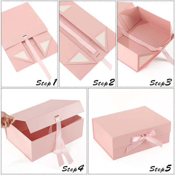 Custom Multi-Color Paper Foldable Gift Box with Gift Handbag