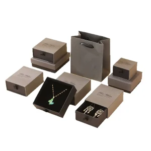 Wholesale High-end Smoky Gray Paper Jewelry Drawer Box Set