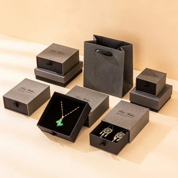 Wholesale High-end Smoky Gray Paper Jewelry Drawer Box Set