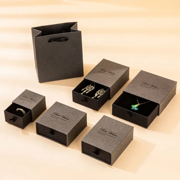 Wholesale High-end Smoky Gray Paper Jewelry Drawer Box Set