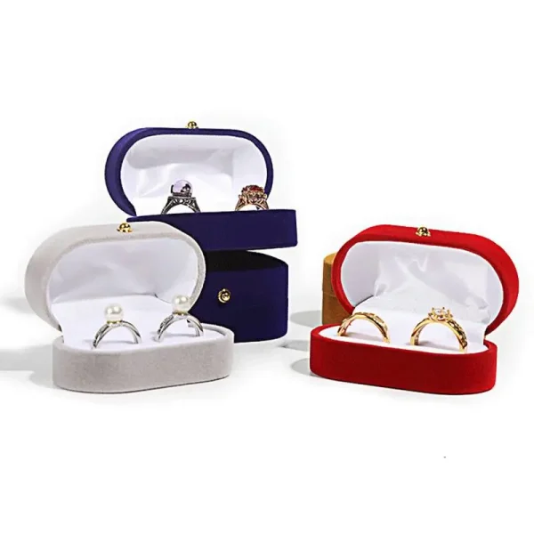 Multi Color Double Ring Box for Two Rings Jewelry Packaging
