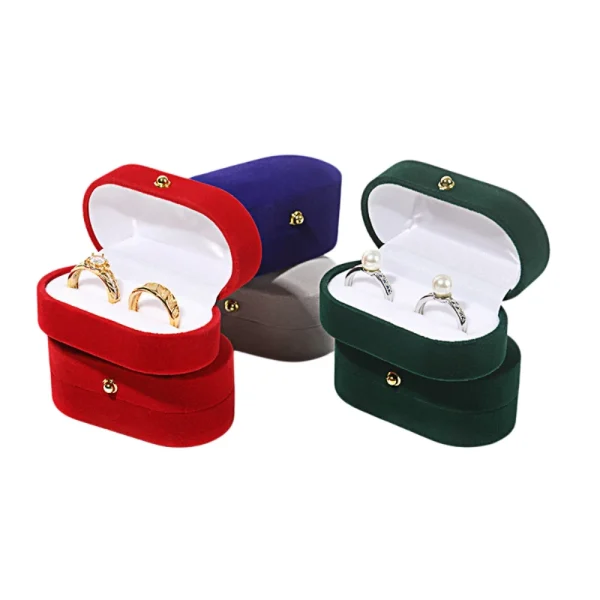Multi Color Double Ring Box for Two Rings Jewelry Packaging