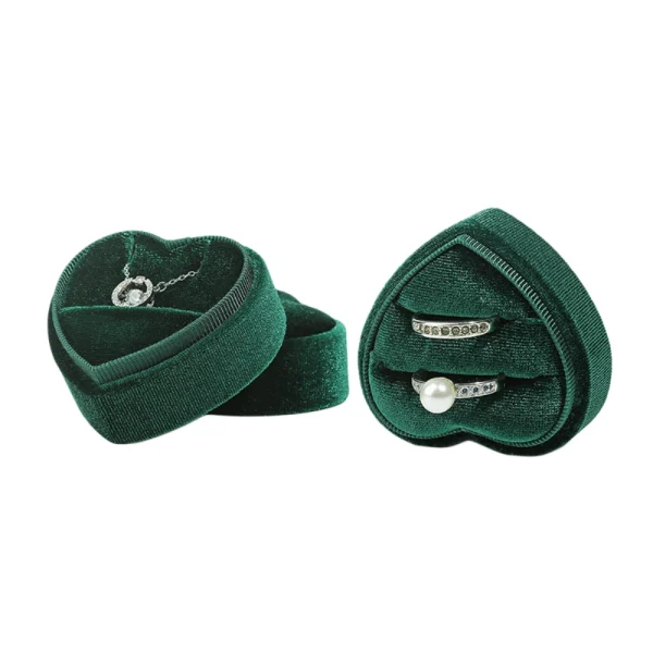 Heart Shape Velvet Ring Box for Elegant Jewelry Packaging
